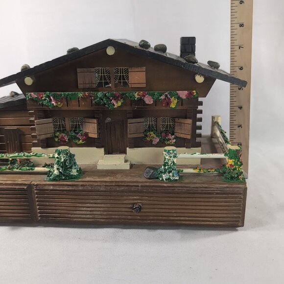 Vintage Japanese Cottage Music Box Trinket Jewelry Brown Wood Large Ballerina - Picture 16 of 16